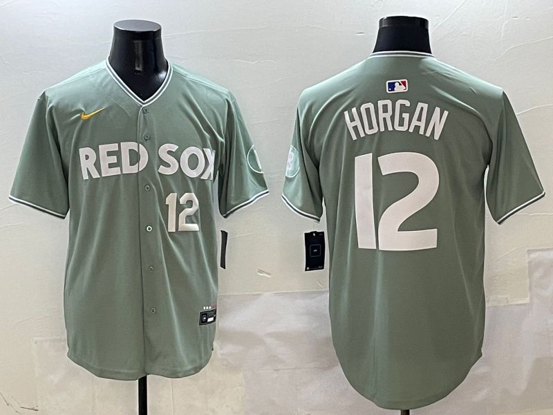 Men Boston Red Sox 12 Horgan Green Joint Name Nike 2025 MLB Jersey style 3